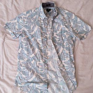 J. Crew Mens XS Slim Blue Hawaiian SS Button Down Shirt